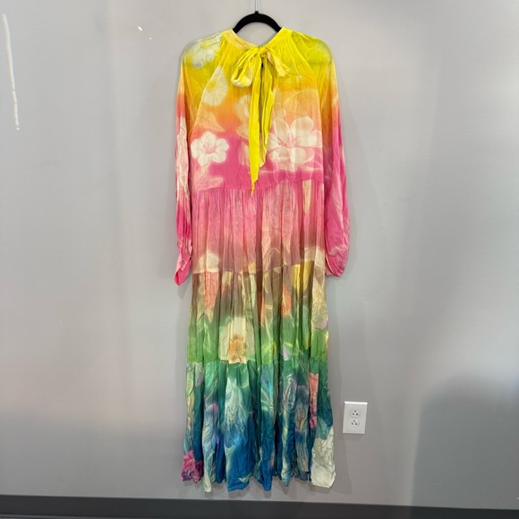 Anthropologie Siddhartha Bansal Dress Neck-Tie Maxi in Watercolor Floral - Picture 8 of 9